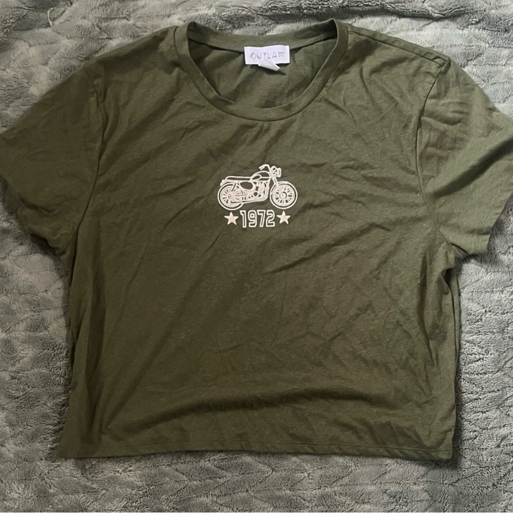 Outlaw Olive Green Graphic Tank Top - 1972 Motorcycle